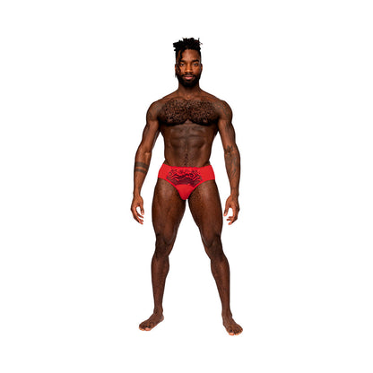 MALE POWER SASSY LACE BIKINI SOLID POUCH RED M