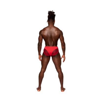 MALE POWER SASSY LACE BIKINI SOLID POUCH RED M