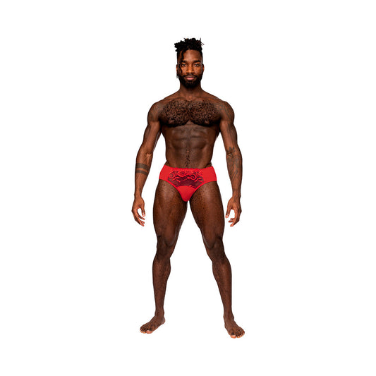 MALE POWER SASSY LACE BIKINI SOLID POUCH RED L