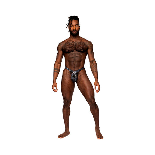 MALE POWER - S''NAKED CRISS CROSS THONG BLACK/BLUE S/M