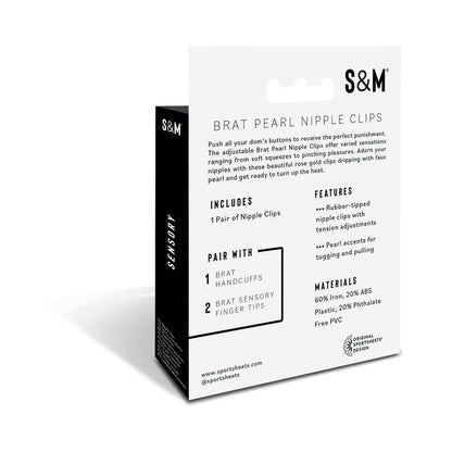 SPORTSHEETS SEX & MISCHIEF BRAT PEARL NIPPLE JEWELRY