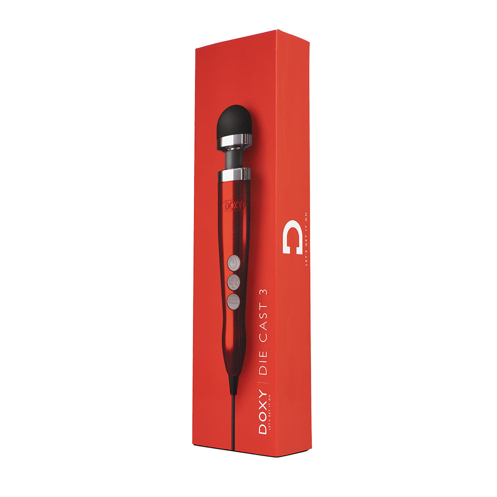 DOXY DIE CAST 3 COMPACT WAND VIBRATOR CANDY RED