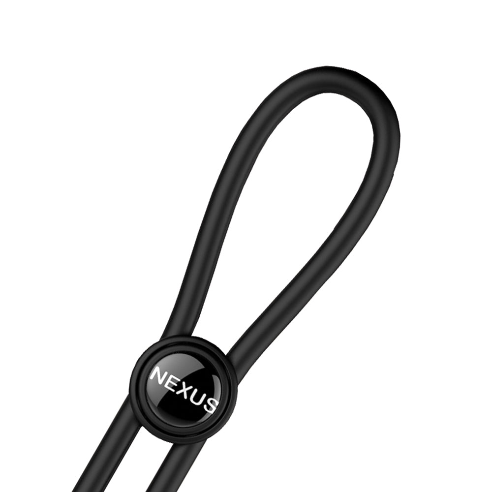 NEXUS FORGE ADJUSTABLE SILICONE COCK AND BALL LASSO RING BLACK