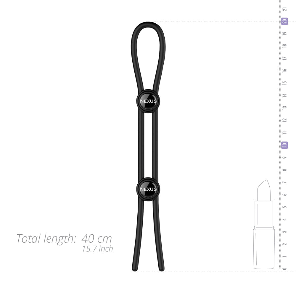 NEXUS FORGE ADJUSTABLE SILICONE COCK AND BALL LASSO RING BLACK