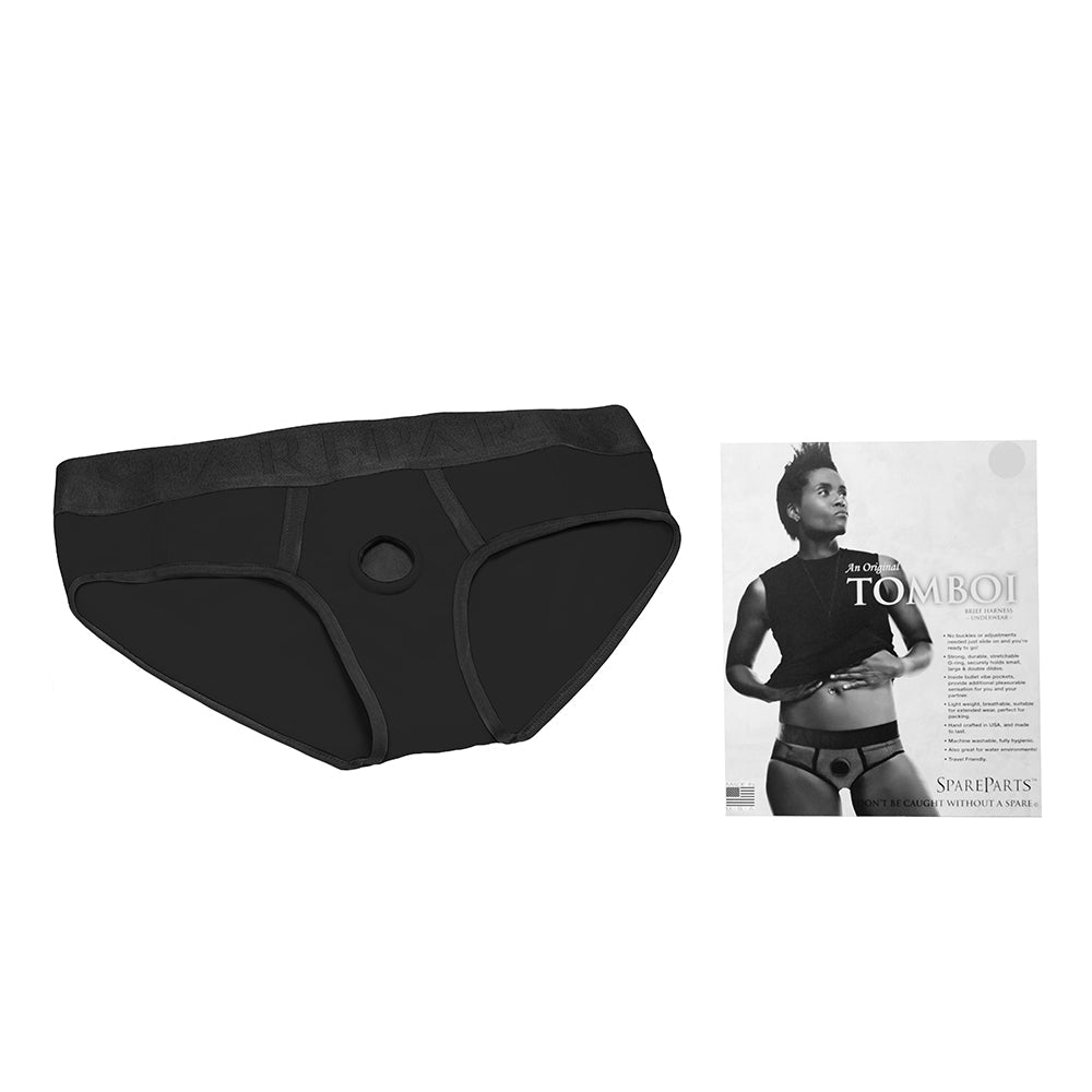 SPAREPARTS TOMBOI NYLON BRIEFS HARNESS BLACK SIZE XXS