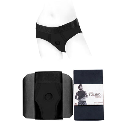 REPUESTOS - ARNÉS DE CALZONCILLOS DE NYLON TOMBOI NEGRO TALLA XS