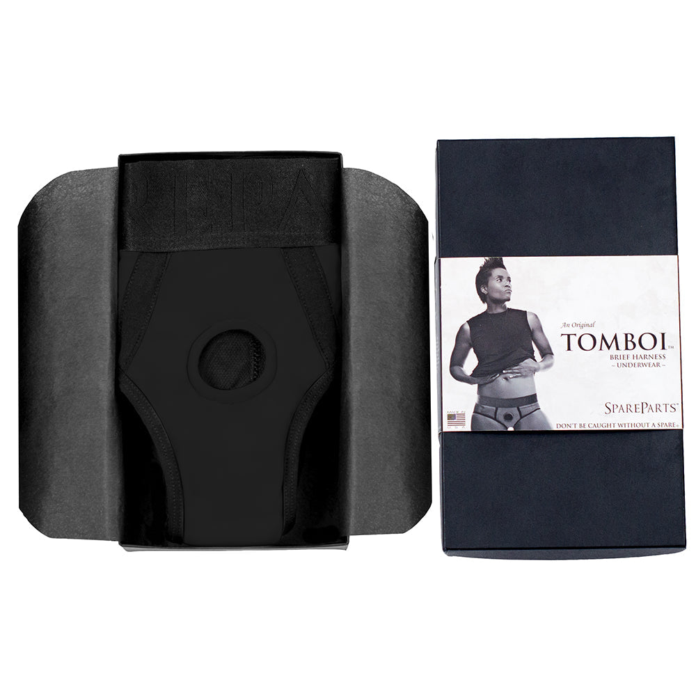 RECAMBIOS - ARNÉS DE CALZONCILLOS DE NYLON TOMBOY NEGRO TALLA 4XL