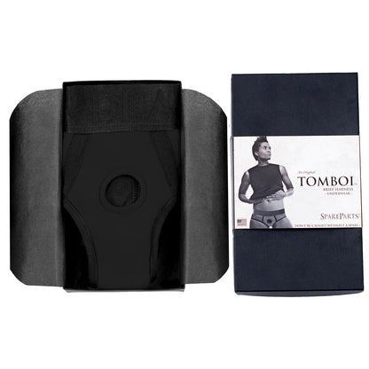REPUESTOS - ARNÉS DE CALZONCILLOS DE NYLON TOMBOI NEGRO TALLA XS
