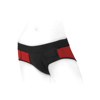 SPAREPARTS TOMBOI NYLON BRIEFS HARNESS RED/BLACK SIZE S