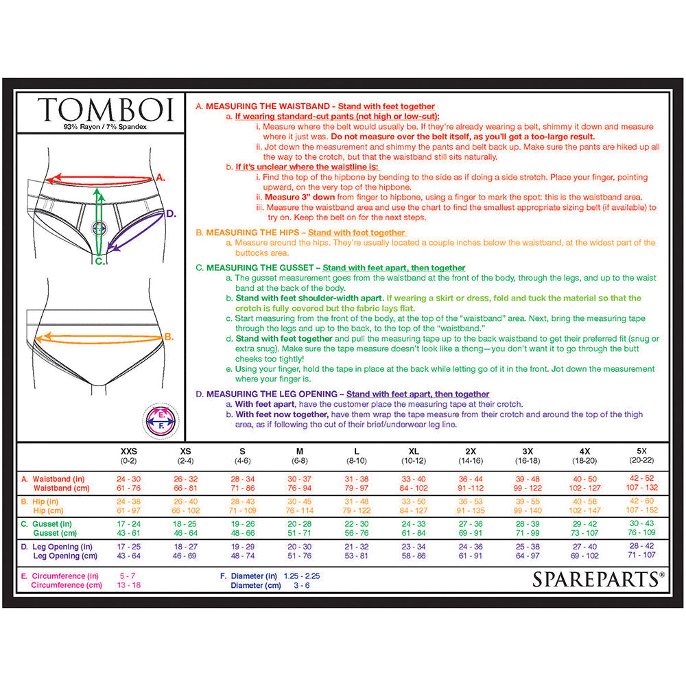 REPUESTOS - BRAGAS DE RAYÓN TOMBOY HARNESS NEGRAS TALLA XXS