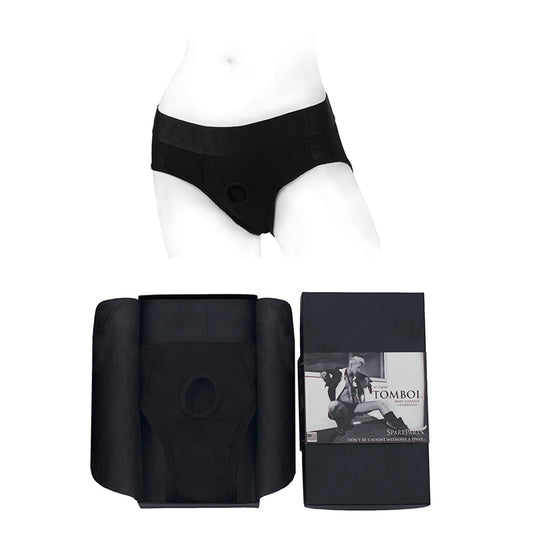 SPAREPARTS - TOMBOI RAYON BRIEFS HARNESS BLACK SIZE L