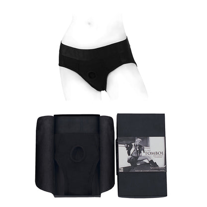 SPAREPARTS - TOMBOI RAYON BRIEFS HARNESS BLACK SIZE M