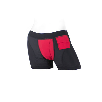 SPAREPARTS TOMBOII NYLON BOXER BRIEFS HARNESS BLACK/RED SIZE S