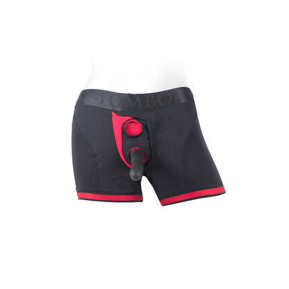 SPAREPARTS - TOMBOII NYLON BOXER BRIEFS HARNESS PURPLE/BLACK SIZE XS