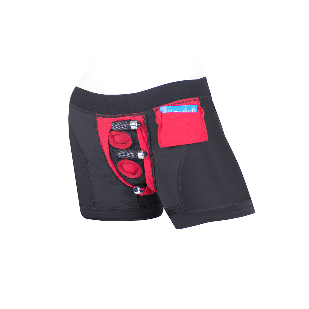 SPAREPARTS - SLIP TIPO BÓXER DE NYLON TOMBOII ARNÉS NEGRO/ROJO TALLA 4XL