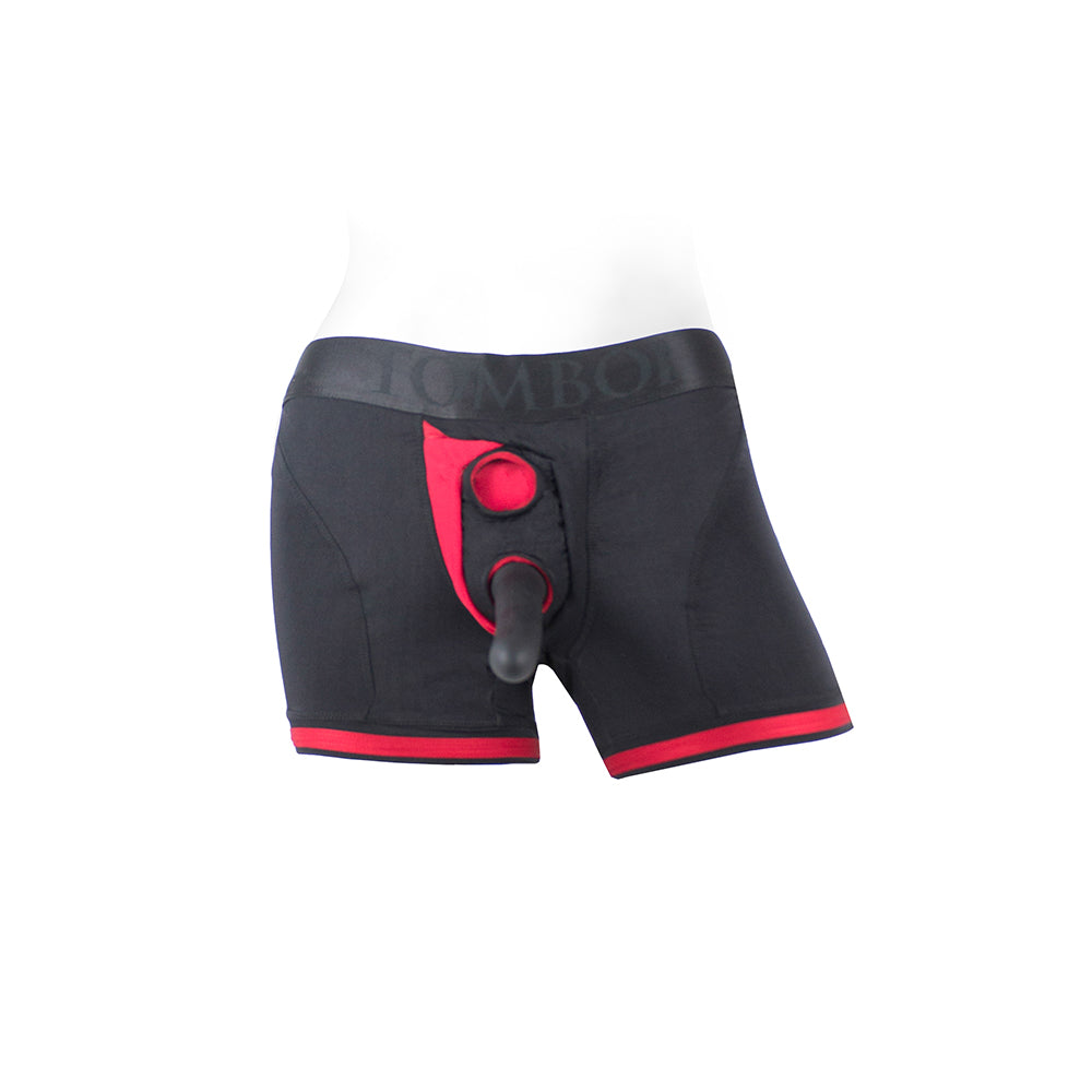 SPAREPARTS TOMBOII NYLON BOXER BRIEFS HARNESS BLACK/RED SIZE 2XL
