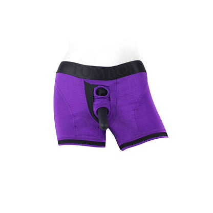SPAREPARTS TOMBOII NYLON BOXER BRIEFS HARNESS PURPLE/BLACK SIZE M