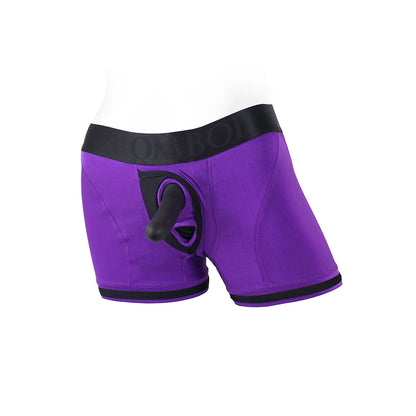 SPAREPARTS TOMBOII NYLON BOXER BRIEFS HARNESS PURPLE/BLACK SIZE L