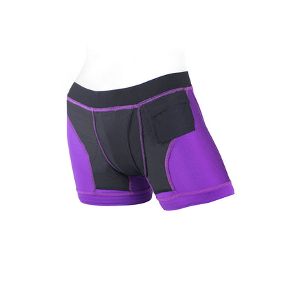 SPAREPARTS TOMBOII NYLON BOXER BRIEFS HARNESS PURPLE/BLACK SIZE 2XL
