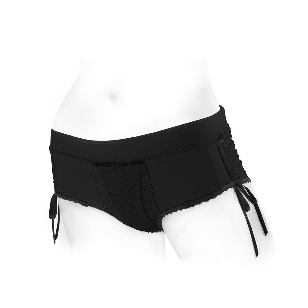 SPAREPARTS - SASHA CINCH BOOTY SHORT HARNESS BLACK SIZE L