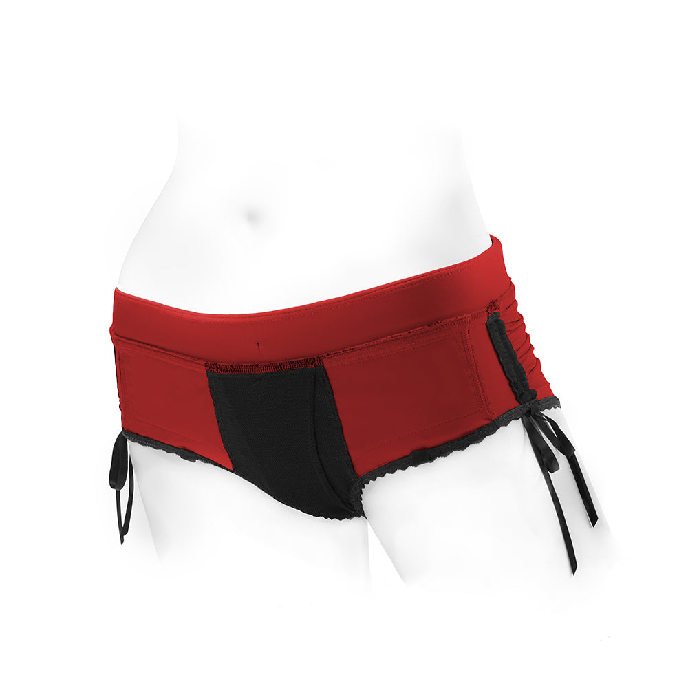 SPAREPARTS - SASHA CINCH BOOTY SHORT HARNESS RED/BLACK SIZE L