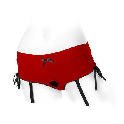 SPAREPARTS SASHA CINCH BOOTY SHORT HARNESS RED/BLACK SIZE S