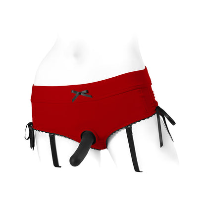 SPAREPARTS SASHA CINCH BOOTY SHORT HARNESS RED/BLACK SIZE S