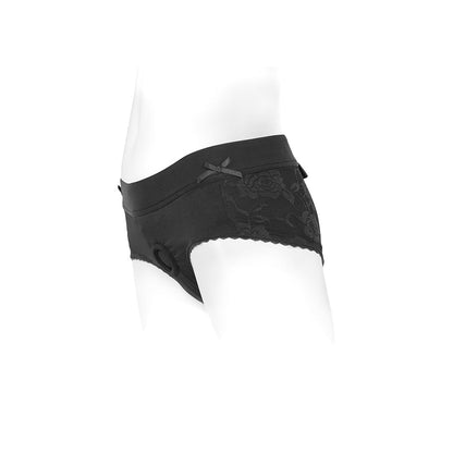 SPAREPARTS BELLA CLEAVAGE BOOTY SHORT HARNESS BLACK SIZE L