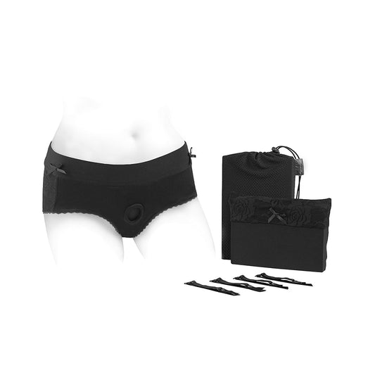 SPAREPARTS - BELLA CLEAVAGE BOOTY SHORT HARNESS BLACK SIZE S