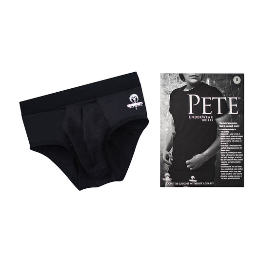 SPAREPARTS - PETE BRIEFS NYLON PACKING UNDERWEAR BLACK SIZE S