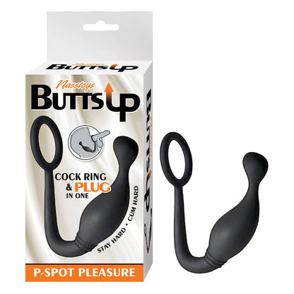 NASSTOYS BUTTS UP P-SPOT PLEASURE SILICONE COCK RING & ANAL PLUG BLACK