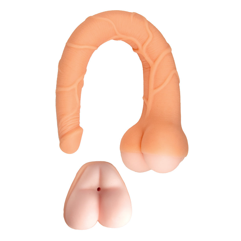 REALCOCKS MASTURBATOR 14 IN. 3-IN-1 DILDO, SLEEVE & STROKER BEIGE