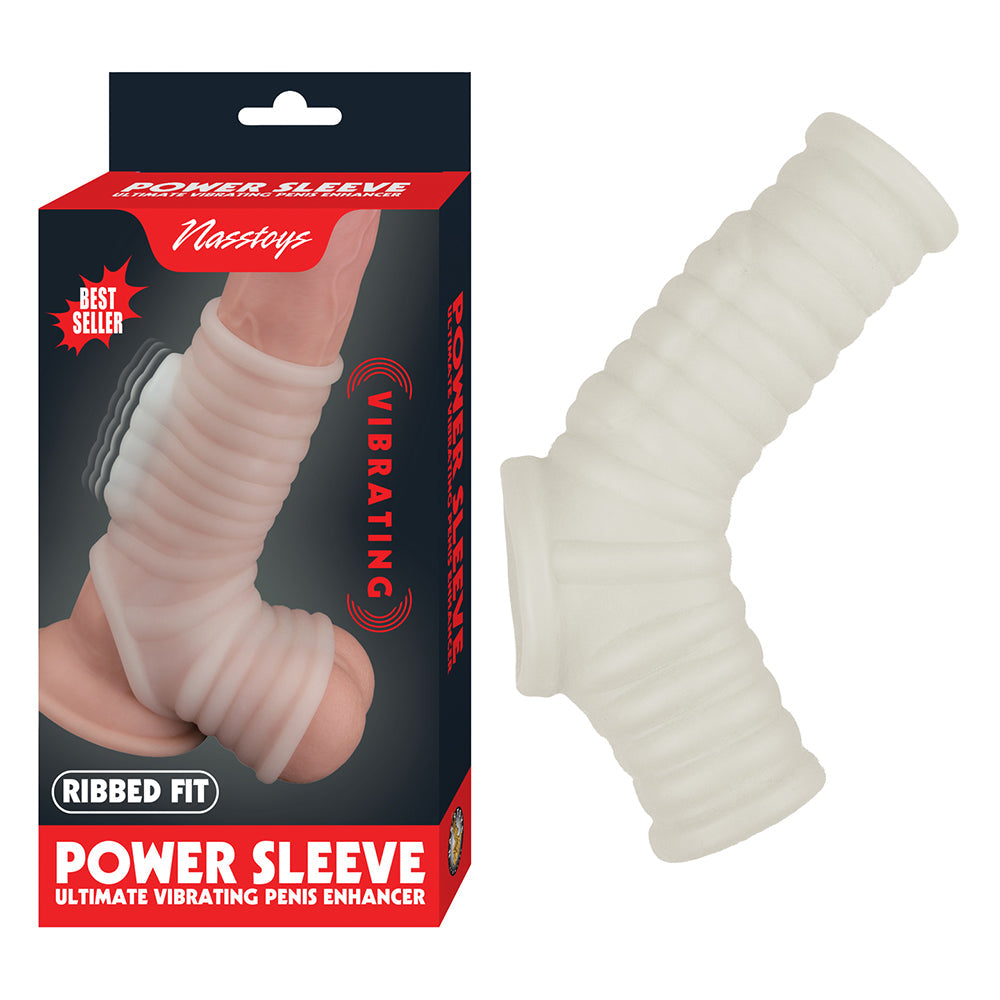 NASSTOYS POWER SLEEVE RIBBED FIT VIBRATING PENIS ENHANCER WHITE