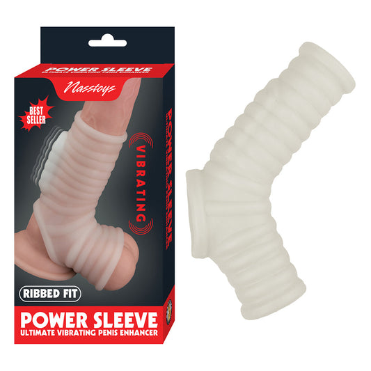 NASSTOYS POWER SLEEVE RIBBED FIT VIBRATING PENIS ENHANCER WHITE