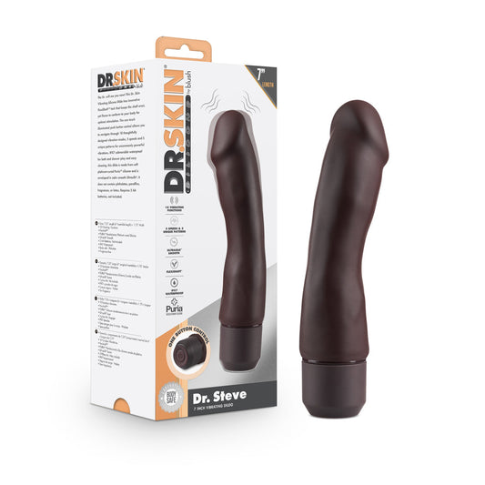 DR. SKIN SILICONE DR. STEVE 7 IN. VIBRATING DILDO BROWN