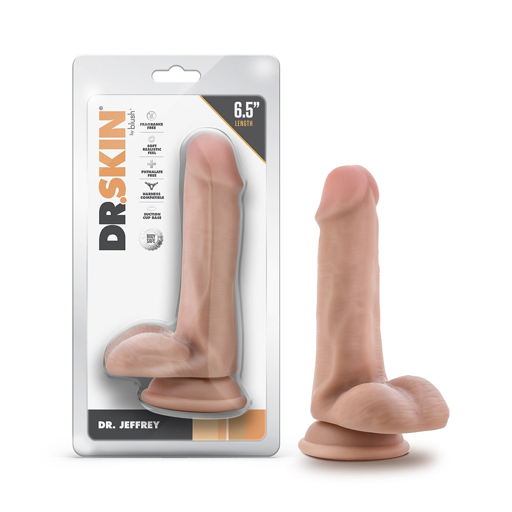 DR. SKIN DR. JEFFREY REALISTIC 6.5 IN. DILDO WITH BALLS BEIGE