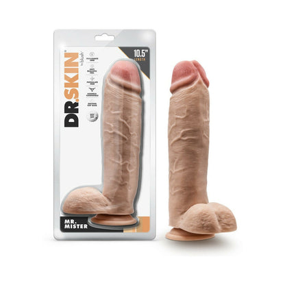 DR. SKIN MR. MISTER 10.5 IN. DILDO WITH BALLS BEIGE