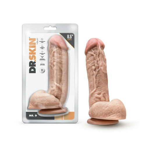 DR. SKIN MR. D 8.5 IN. DILDO WITH BALLS BEIGE