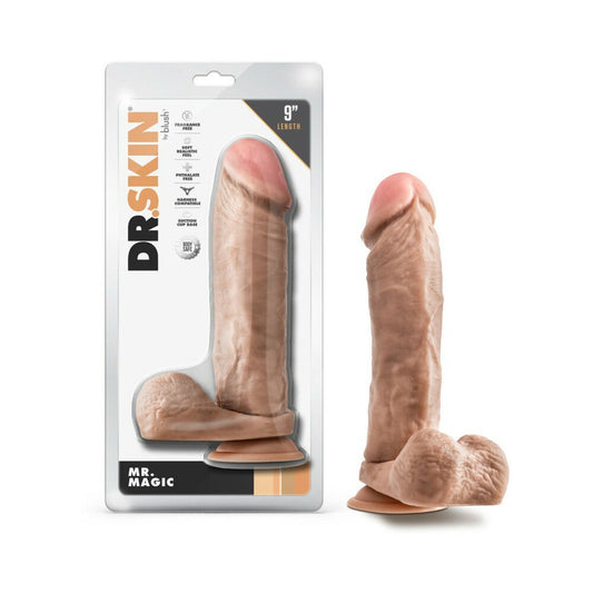 DR. SKIN MR. MAGIC 9 IN. DILDO WITH BALLS BEIGE