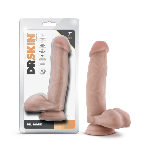 DR. SKIN DR. MARK 7 IN. DILDO WITH BALLS BEIGE