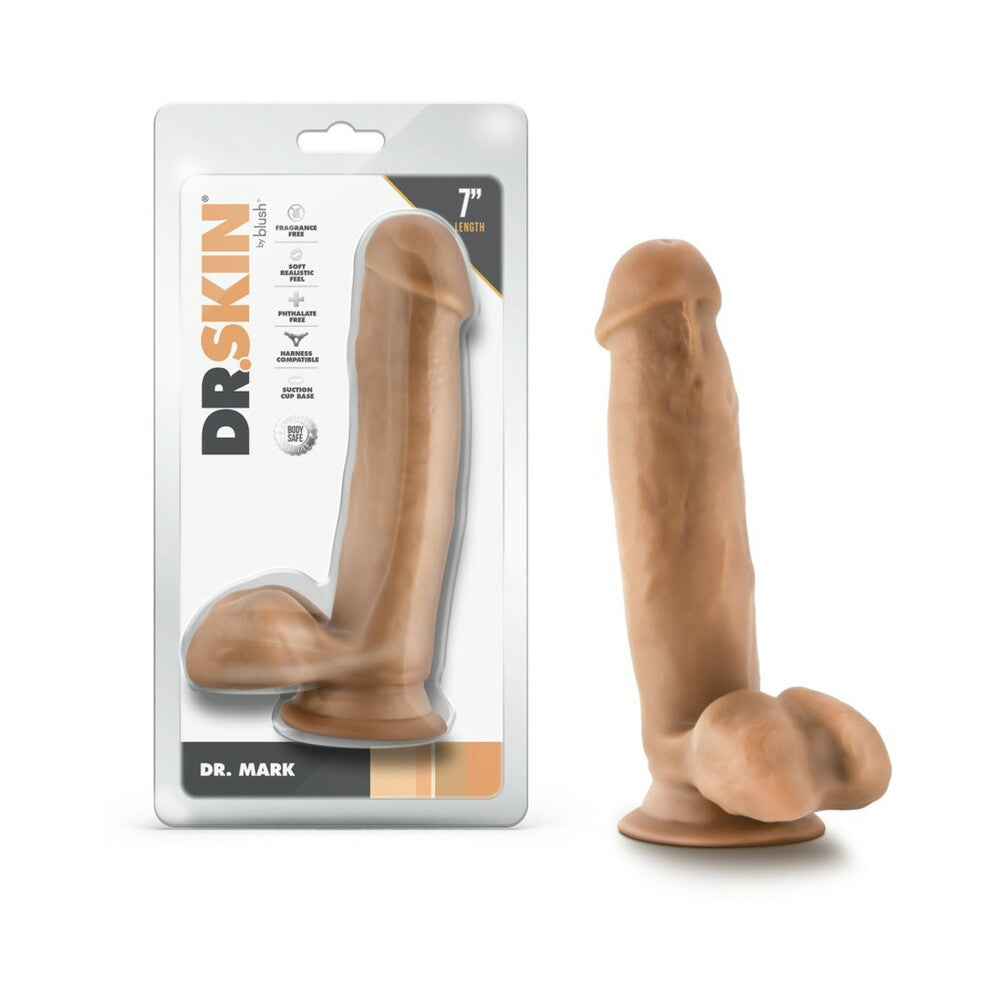DR. SKIN DR. MARK 7 IN. DILDO WITH BALLS TAN