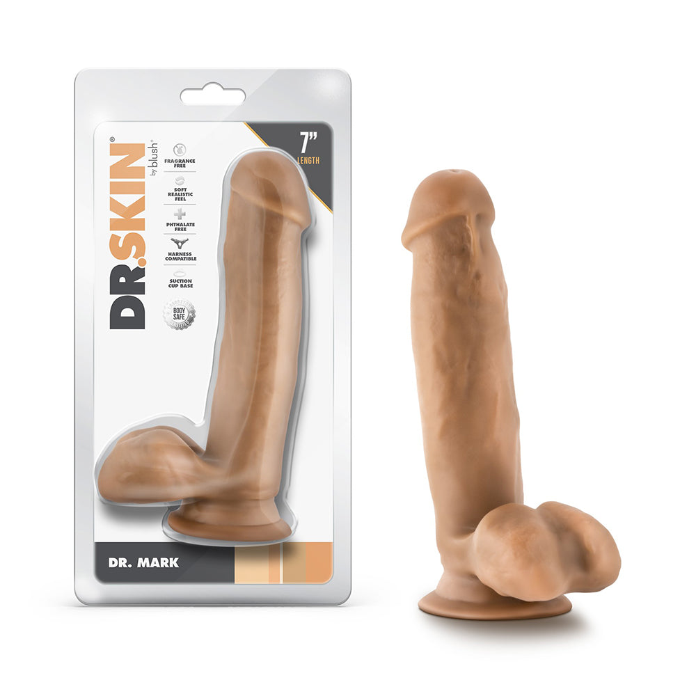 DR. SKIN DR. MARK 7 IN. DILDO WITH BALLS TAN
