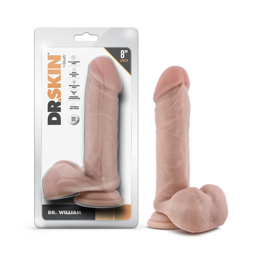 DR. SKIN DR. WILLIAM 8 IN. DILDO WITH BALLS BEIGE