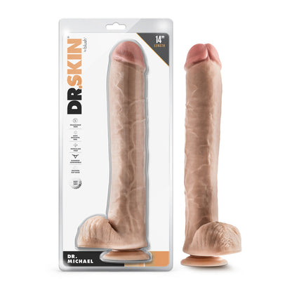 DR. SKIN DR. MICHAEL 14 IN. DILDO WITH BALLS BEIGE