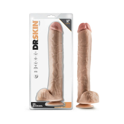 DR. SKIN DR. MICHAEL 14 IN. DILDO WITH BALLS BEIGE