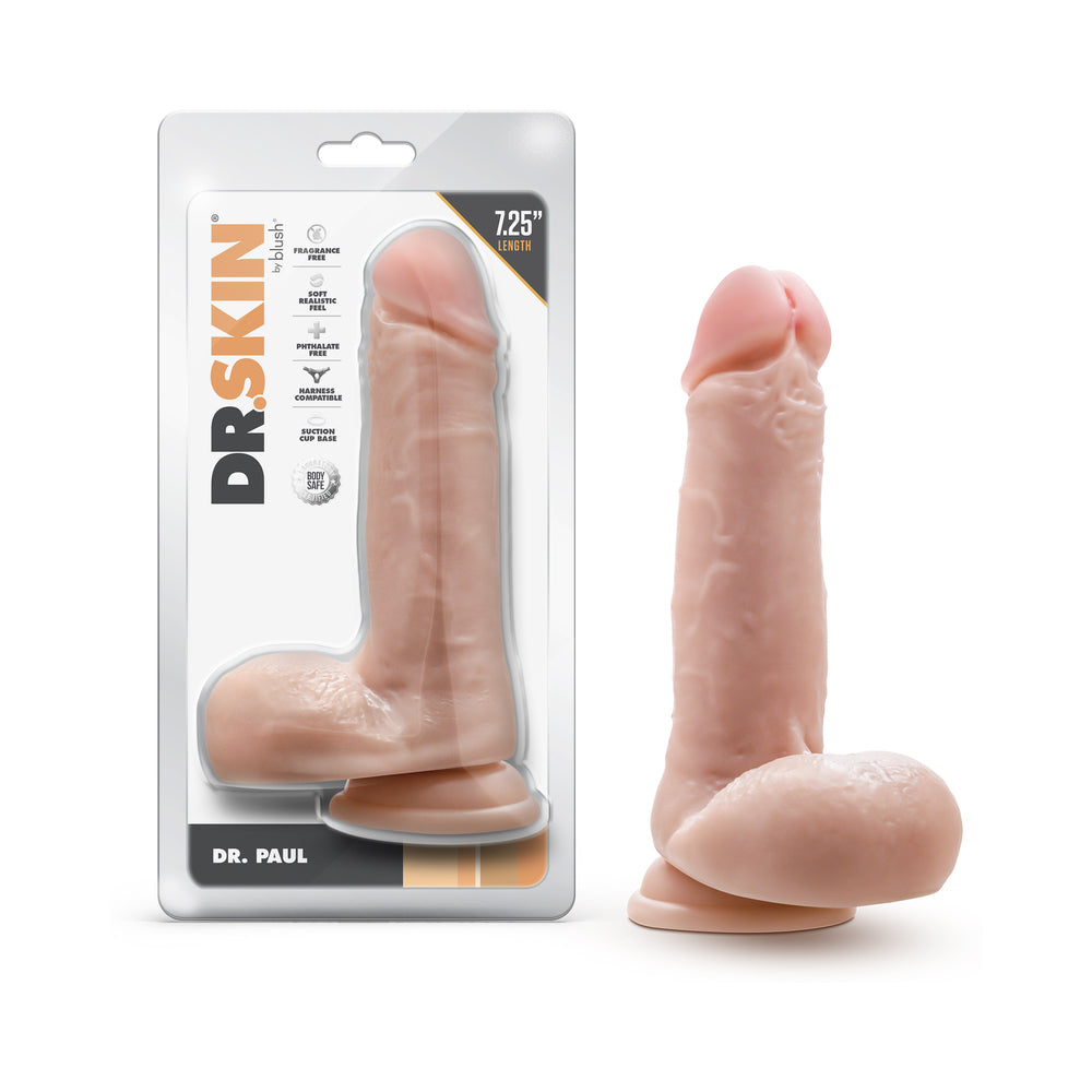 DR. SKIN DR. PAUL 7.25 IN. DILDO WITH BALLS BEIGE