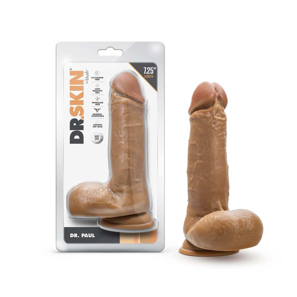 DR. SKIN DR. PAUL 7.25 IN. DILDO WITH BALLS TAN