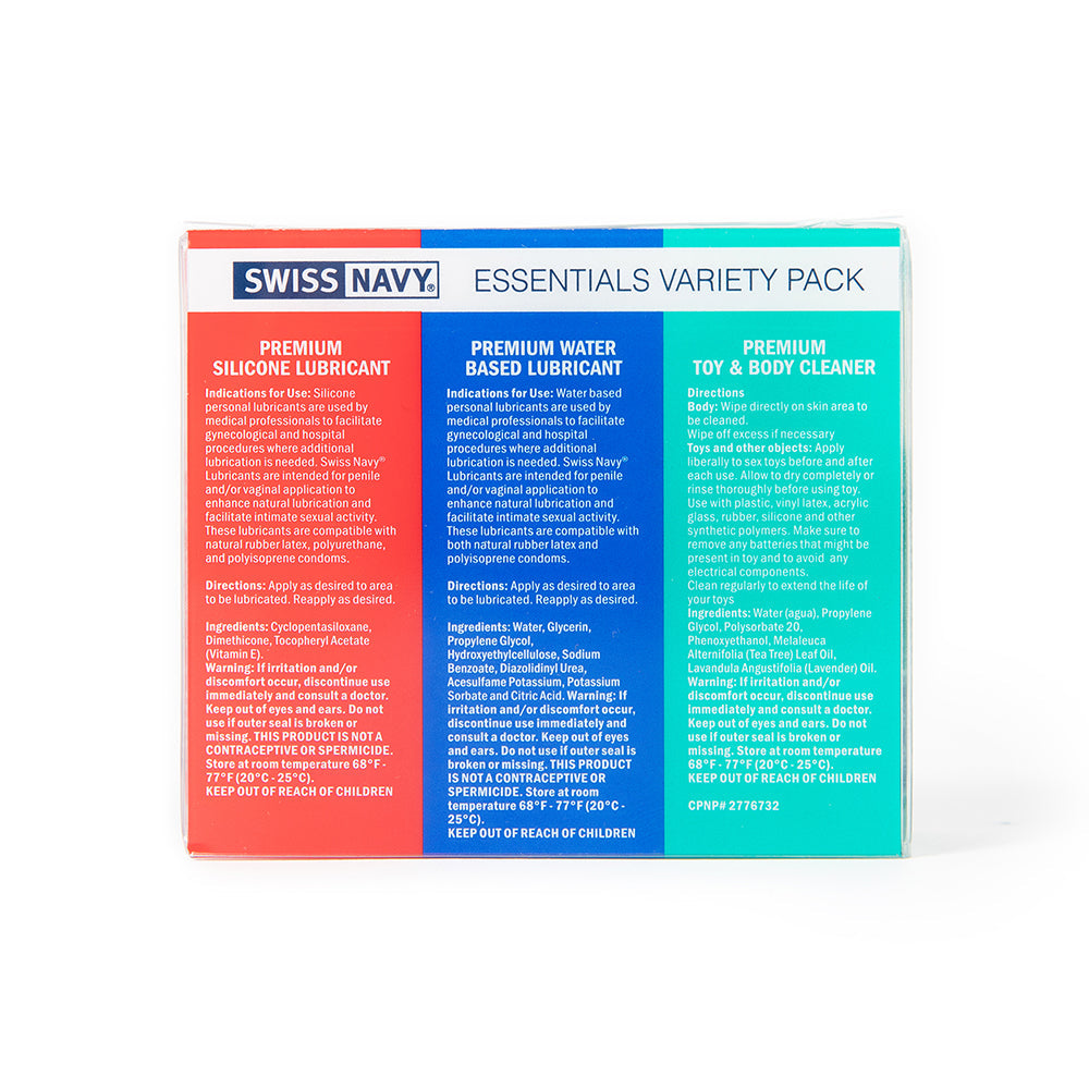 SWISS NAVY ESSENTIALS VARIETY PACK 3-PIECE 1 OZ.