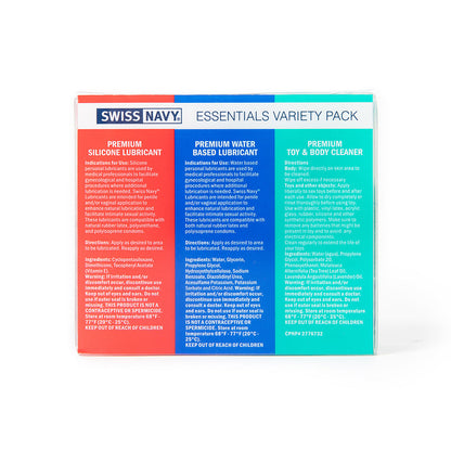 SWISS NAVY ESSENTIALS VARIETY PACK 3-PIECE 1 OZ.