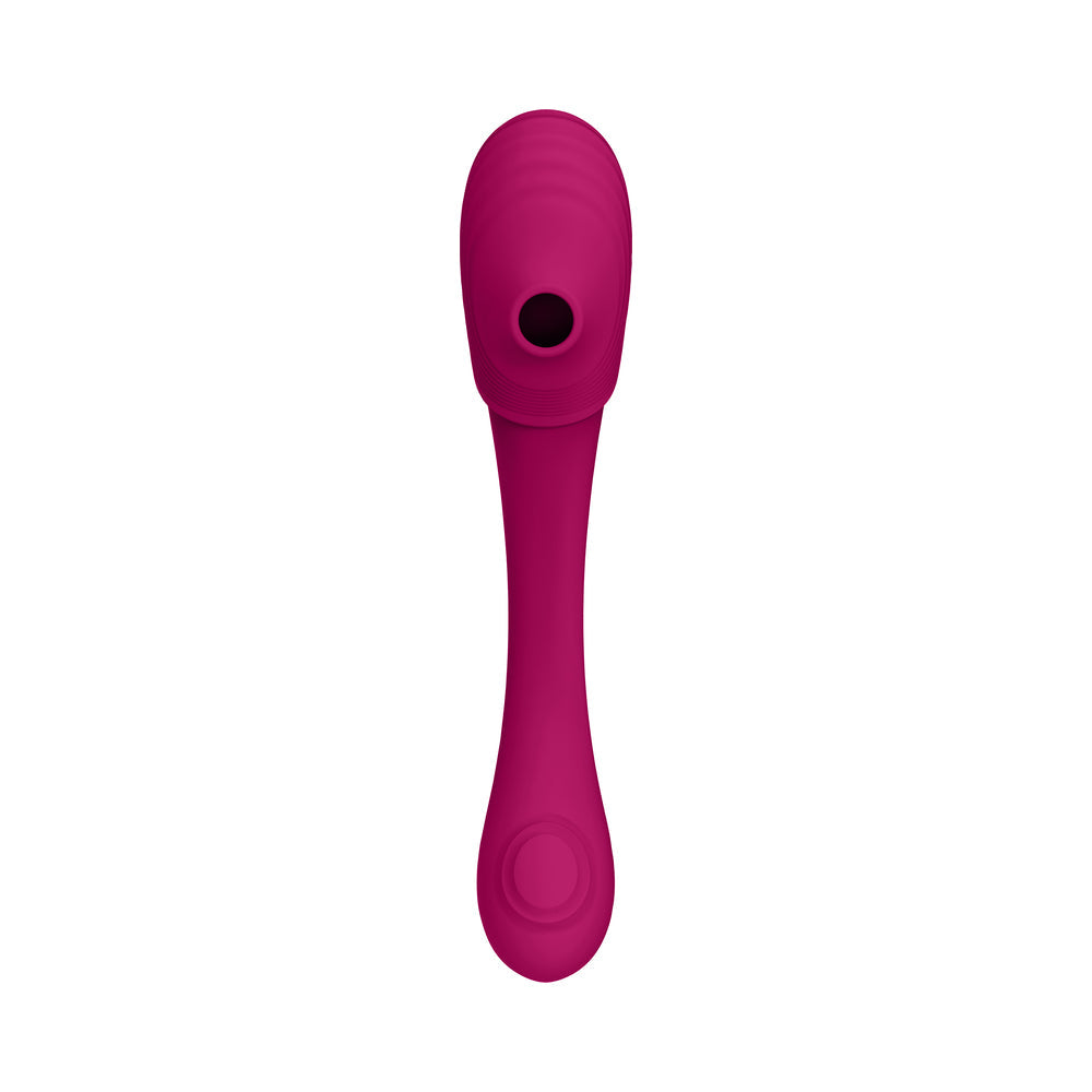 VIVE MIRAI RECHARGEABLE DOUBLE ENDED PULSE WAVE & AIR WAVE BENDABLE SILICONE VIBRATOR PINK